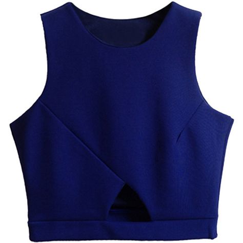 Blackfive Sleeveless Solid Color Crop Tank (31 CAD) ❤ liked on Polyvore Shirts Crop Tops, Cutout Crop Top, Zipper Shirt, Shirts Crop, Blue Crop Top, Trendy Blouse, Clothing Photography, Blue Crop Tops, Crop Top Outfits