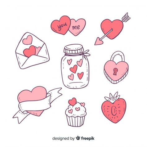 Valentine's day doodle elements collecti... | Free Vector #Freepik #freevector #ribbon #arrow #heart #love Valentines Day Drawings, Calendar Doodles, Valentines Day Doodles, Doodle Elements, Valentine Doodle, Valentines Day Drawing, Arrow Heart, Sketch Note, Love Doodles