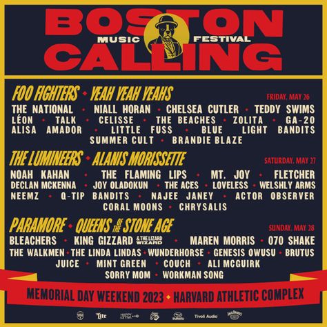 Boston Calling, Yeah Yeah Yeahs, The Get Down, Declan Mckenna, Flaming Lips, Queens Of The Stone Age, Maren Morris, Alanis Morissette, The Lumineers