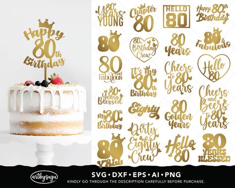 90th Birthday Cake Topper, Cheers To 90 Years, 80th Birthday Cake Topper, 80 And Fabulous, 80 Cake, Cheers To 80 Years, 90th Birthday Cakes, 80 Birthday Cake, Happy 90th Birthday