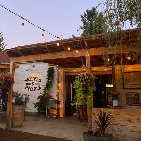 Brewery Exterior Design, Cozy Brewery, Brewery Vibes, Outdoor Brewery, Brewery Exterior, Brewery Furniture, Brewery Aesthetic, Rustic Brewery, Moon Interior