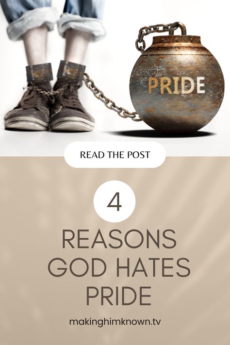Growing up, people told me to hold my head high and be proud. Pride to me meant I was strong. It meant I was capable. Pride meant that I would never need anyone or anything. You see, I thought pride was my key to success. Well, I was wrong. Dead wrong. Open your Bible. You don’t have to read far to find stories of pride and the pain it caused. Pride is the reason Lucifer fell and Adam and Eve disobeyed God. And that was just the beginning. #Godhatespride Pride In The Bible, Sin Of Pride, Pride Quotes, Study Scripture, Biblical Verses, I Was Wrong, Bible Study Notes, Bible Facts, Bible Reading Plan