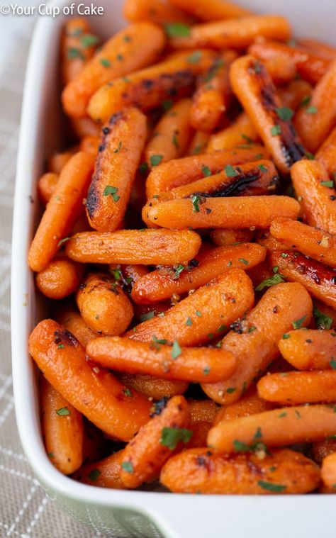 The Best Honey Glazed Roasted Carrots - Your Cup of Cake Carrot Cake Roasted Carrots, Carrots Baked In Oven, Honey Butter Roasted Carrots, Honey Roasted Baby Carrots, Baby Carrots In Oven, Oven Roasted Baby Carrots, Baked Honey Glazed Carrots, Baked Baby Carrots, Baked Glazed Carrots