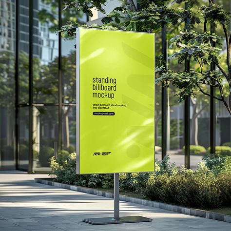 Free Street Advertising Standing Billboard Mockup PSD Behance Presentation, Street Advertising, Best Photoshop Actions, Billboard Mockup, Billboard Advertising, Free Mockup Templates, Food Advertising, Free Textures, Paint Brands