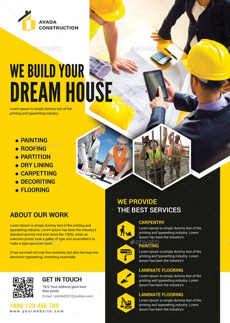 Construction Flyer, Rollup Design, Flyers Ideas, Interior Design Template, Real Estate Marketing Design, Poster Design Layout, Pamphlet Design, Flyer Design Layout, Graphic Design Brochure