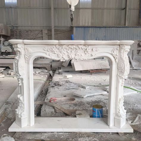 Marble French Style Fireplace Mantel - Etsy Molded Fireplace Mantel, French Country Toile Fireplace Mantel Faux Stones 1930's, French Coubtry Fireplace, Shabby Chic Fireplace Mantels, Lew French Fireplaces, White Crystal Fireplace, Fireplace Mantels French, French Faux Fireplace, Francois And Co Fireplace