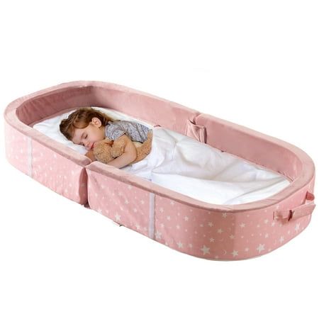 This is a foldable and portable toddler travel cot that you can also store some items conveniently. Great for travel, camping, hotels, and anywhere you need a comfortable rest Color: Pink. Kids Travel Bed, Portable Toddler Bed, Camping Cot Bed, Toddler Cot, Folding Guest Bed, Kids Cot, Toddler Floor Bed, Sleeping Cots, Camping Cot