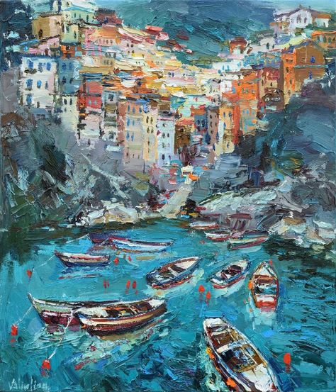 Black Canvas Paintings, Italy Landscape, Italy Painting, Italian Landscape, Small Canvas Paintings, Abstract City, City Painting, Easy Canvas Painting, Sea Painting