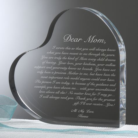 14065 - A Letter To Mom Personalized Heart Sculpture Heart Sculpture, Mom Poems, Diy Gifts For Mom, Valentine Gifts For Mom, Diy Mothers Day Gifts, Mother Birthday, Get Well Gifts, Dear Mom, Mother's Day Diy