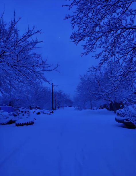 Blue Hour Aesthetic Winter, Dark Blue Winter Aesthetic, Blue Hour Winter, Daze Core, Blue Hour Photography, Blue Aesthetic Dark, Everything Is Blue, Winter Blue, Night Scenery