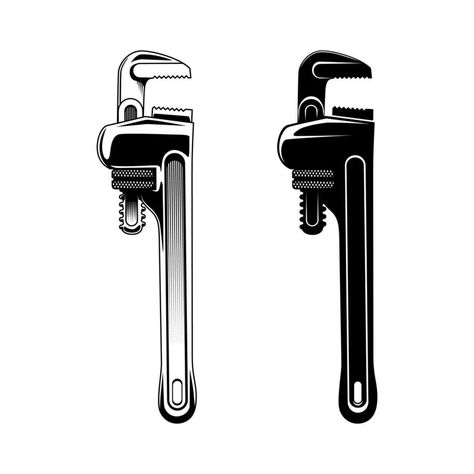 Adjustable pipe wrench. Black and white vector illustration of mechanical tools isolated on white background. Pipe Wrench Tattoo, Wrench Drawing, Wrench Tattoo, Mechanical Tools, Craftsman Tools, Black And White Vector, Pipe Wrench, Wrench Tool, Skull And Crossbones