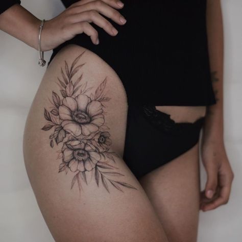 Women’s Hip Tattoo, Small Hip Tattoos Women Side Thighs, Womens Hip Tattoo Ideas, Female Tats, Upper Thigh Tattoo, Hip Tattoos For Women, Greyhound Tattoo, Upper Thigh Tattoos, Hip Thigh Tattoos