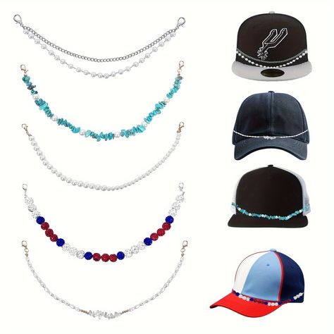 Faster shipping. Better service Hat Chain, Baseball Accessories, Pearl Chains, Diamond Ball, Black Trucker Hat, Chain Diamond, Western Hat, Hats Baseball, Pearls Diy