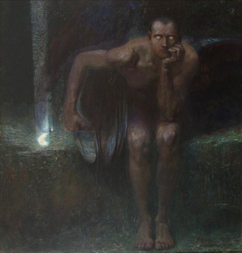 Lucifer by Franz von Stuck  The "Lucifer", acquired by the prince of Bulgaria in 1891, and today housed in the National Gallery of Art in Sofia, is a recently discovered work, thanks to the collaboration between Mart and the Bulgarian museum. Franz Von Stuck, William Adolphe Bouguereau, Franz Marc, Francisco Goya, Ancient Mythology, Paul Klee, Wassily Kandinsky, Fallen Angel, Claude Monet