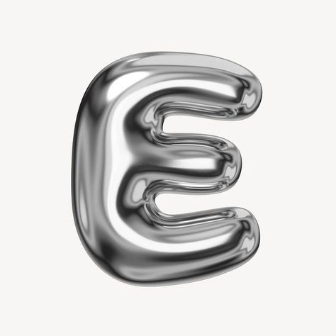 Silver Typography, E Alphabet, Chrome Letters, Silver Letter Balloons, Alphabet 3d, Bubble Letter Fonts, 3d Chrome, S Alphabet, Custom Ipad