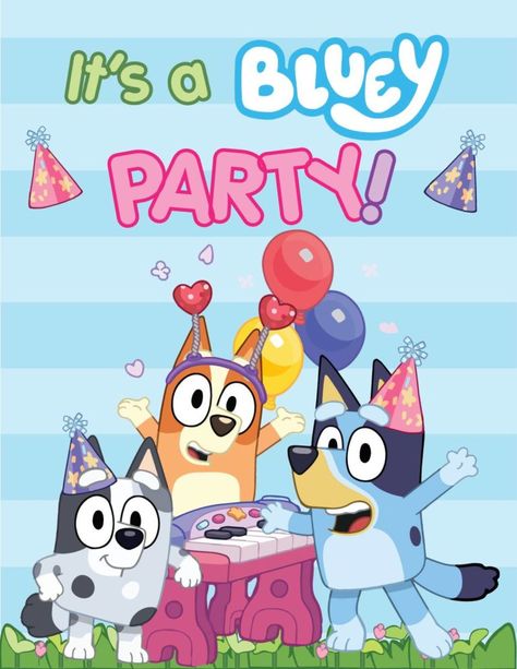 bluey | Free Printables - Page 2 Blair Birthday, Fiesta Bluey, Bluey Birthday Party, Bluey Party, Bluey Birthday, 2nd Birthday Party Themes, Kids Birthday Themes, Birthday Wishes And Images, Birthday Party Banner