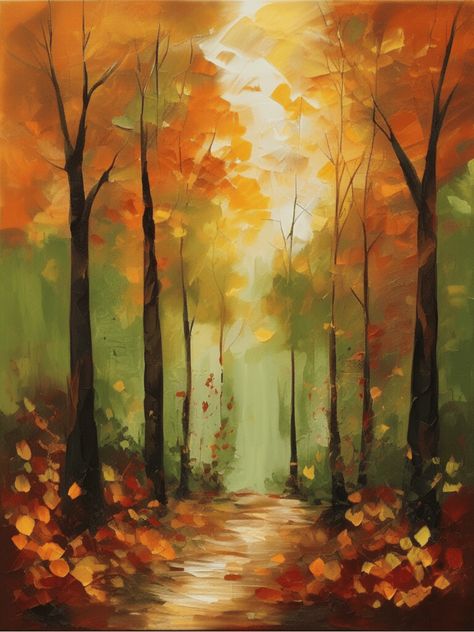 Fall Forest Watercolor Painting, Autumn Abstract Wallpaper, Acrylic Autumn Paintings, Autumn Forest Drawing, Fall Inspired Paintings, Autumn Abstract Painting, November Painting Ideas, Autumn Painting Ideas Easy, Paint Fall Leaves