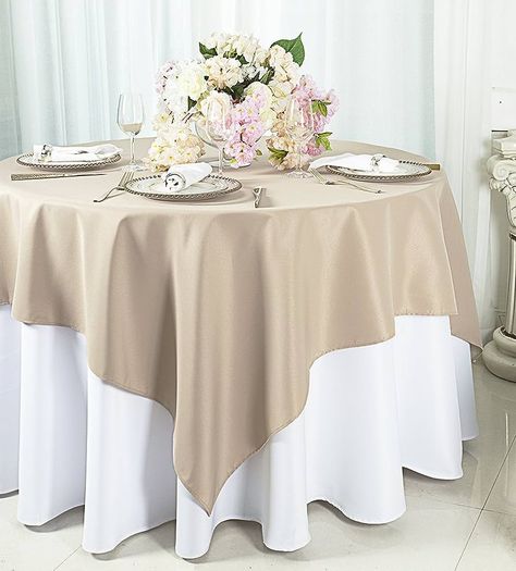 Amazon.com: Wedding Linens Inc 54" Square Polyester Table Overlays Toppers Tablecloths Table Overlay Cover Linens for Wedding Decoration Party Banquet Events - (Blush Pink) : Home & Kitchen Linens For Wedding, Gold Tablecloth, Table Cloth Decorations, Table Overlays, Wedding Place Settings, Party Photography, Wedding Linens, Champagne Wedding, Decoration Party