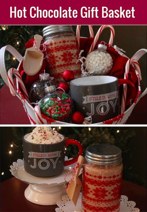 Hot Cocoa Gift Basket with Homemade Cocoa Mix Cocoa Gift Basket, Hot Cocoa Mix Gift, Hot Chocolate Gift Basket, Diy Christmas Baskets, Hot Cocoa Gift, Christmas Gift Baskets Diy, Homemade Hot Cocoa, Săpunuri Handmade, Cocoa Gift