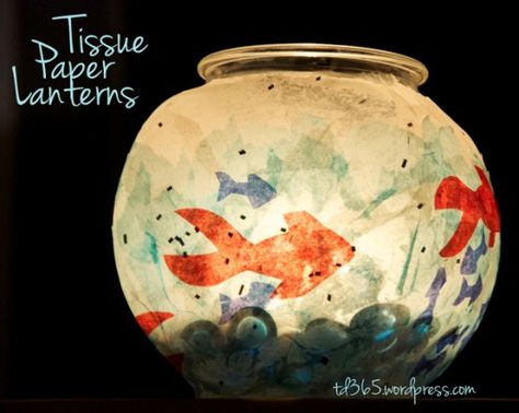 Tissue Paper Crafts, Decorate Paper Lanterns, Elves Workshop, Lantern Parade, Tissue Paper Lanterns, Fish Lanterns, Dyi Art, Tissue Paper Craft, Paper Lanterns Diy