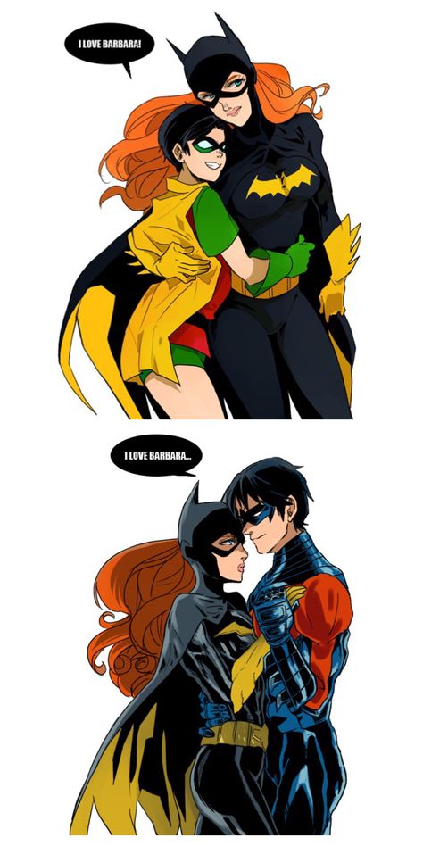 Fuckin ship this all day every day Dc Comic Fanart, Cate Made, I Love Batman, Cosplay Robin, Harley Quinzel, Nightwing And Batgirl, Robin Batman, Batgirl And Robin, Batman And Batgirl