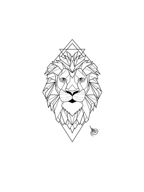 Lion Tattoo Geometric, Geometric Lion Tattoo Design, Chester Tattoo, Mandela Tattoo, Lion Flower, Leo Zodiac Tattoos, Geometric Lion Tattoo, Geometric Art Animal, Origami Tattoo