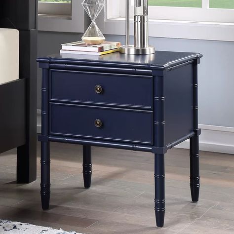 Three Posts™ Peggy 2 - Drawer Nightstand | Wayfair Blue Nightstand, Blue Nightstands, Style Nightstand, Carved Legs, Mdf Frame, 2 Drawer Nightstand, Wood Nightstand, Drawer Nightstand, Furniture Outlet Stores