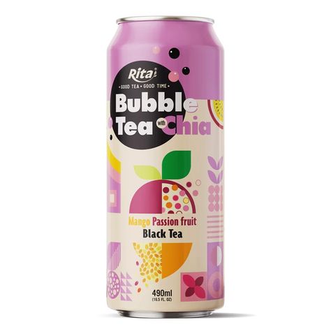 Best Quality Bubble Tea With Chia Mango And Passion Fruit - RITA Beverage Honey Tea, Best Tea, Tropical Fruit, Passion Fruit, Bubble Tea, Black Tea, International Recipes, Drinking Tea, Label Design