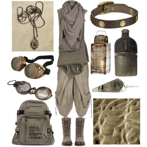 Desert Nomad by maggiehemlock on Polyvore featuring mode, AllSaints, Lumen et Umbra, Dr. Martens, Frye, Cyan Design and Dot & Bo Apocalypse Fashion, Desert Nomad, Taupe Shoes, Mode Steampunk, Post Apocalyptic Fashion, Boho Styl, Apocalyptic Fashion, Backpack Charm, Post Apocalypse