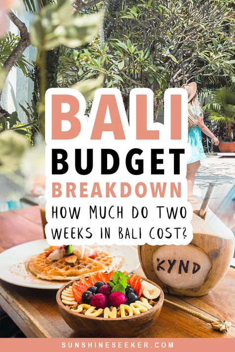 Are you wondering how much you should budget for two weeks in Bali? Click through to find out exactly how much I spent on accommodation, food, transport, shopping and activities in my daily Bali budget breakdown #bali #canggu #uluwatu #legian #eastbali #budget #travelinspo Bali Unique Stays, Bali Budget, Food In Bali, Bali Accommodation, Bali Bucket List, Bali Baby, Trip To Bali, Bali Food, Bali Itinerary