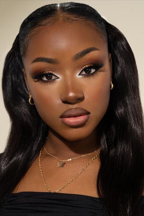 Maquillage Yeux Cut Crease, Birthday Makeup Looks, Natural Glam Makeup, Prom Eye Makeup, Soft Makeup Looks, Prom Makeup Looks, Makeup For Black Skin, Brown Skin Makeup, Birthday Makeup