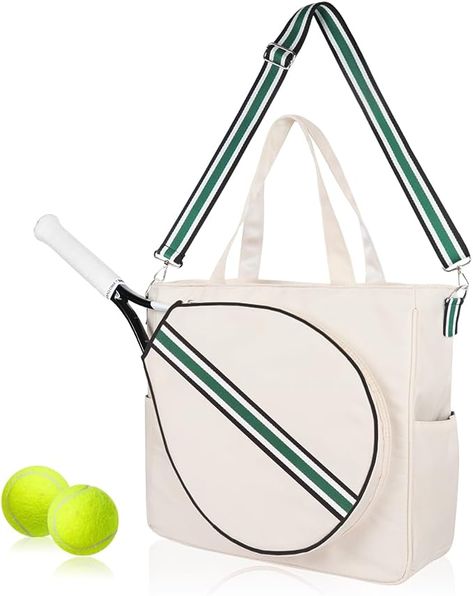 Amazon.com : Mini Momo Tennis Bag Racket Tote Sports Racquet Bag - Tennis Bags for Women, Unisex Badminton, Squash Case Stripe Shoulder Strap (Green Black) : Sports & Outdoors Tennis Racquet Bag, Tennis Racket Bag, Tennis Tote, Racquet Bag, Tennis Jewelry, Tennis Equipment, Tennis Bags, Tennis Bag, Sports Bags Gym