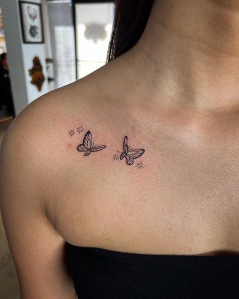 Collar Bone Tattoo Stencil, Butterfly Collar Bone Tattoo, Collar Bone Tattoos, Collar Tattoo, Collarbone Tattoos, Tattoos For Females, Wrist Bracelet Tattoo, Tattoos For Men And Women, Butterfly Wrist Tattoo