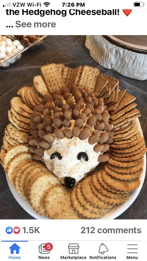 Hedgehog Cheeseball, Dish To Pass, Animal Shaped Foods, Woodland Creatures Baby Shower, Hedgehog Birthday, Decorações Com Comidas, Baby Boy 1st Birthday Party, Amazing Food Decoration, Baby Shower Woodland Theme