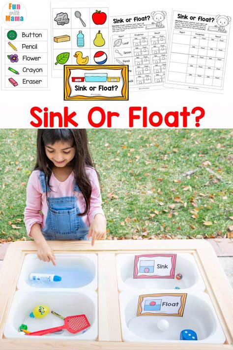 Sink Or Float Experiment + Worksheet Montessori, Float Or Sink Activities, Sink Float Experiment For Kids, Float Or Sink Experiment, Float Or Sink Preschool, Sink Or Float Experiment Preschool, Sink Or Float Preschool Free Printable, Sink Or Float Worksheet Free Printable, Float And Sink Activities Preschool