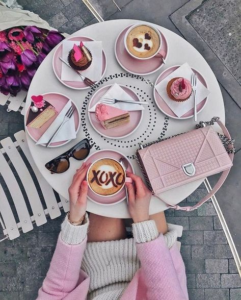 Love this Pink Flat Lay? Then you'll love our coffee products, too. Take a peek at our shop while you're here! Peggy Porschen Cakes, Whats Wallpaper, Coffee Photography, Pastel Pink Aesthetic, Pink Vibes, Pink Girly Things, Everything Pink, Coffee Cafe, Latte Art