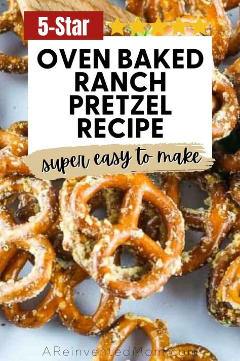 Deliciously crunchy, buttery and full of flavor – our baked ranch pretzel recipe is perfect for entertaining or anytime you’re craving a savory snack. And this irresistible recipe is made with just 3 simple ingredients! 3 Ingredient Pretzels, Ranch Pretzels Hidden Valley Baked, Savory Pretzel Snacks, Ranch Flavored Pretzels, Homemade Seasoned Pretzels, Coated Pretzel Recipes, Hot Pretzel Recipe, Pretzel Snack Mix Recipe, Baked Pretzels Seasoned