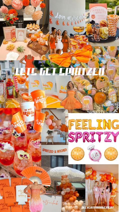 #spritzed #aperol #zesty #letsgetspritzed #spritzandhitched #zestycitrus #eurosummer #bacheloretteparty #jleventmanagement #hensnight #bach #party #bridalparty 70’s Theme Bachelorette Party, Last Spritz Bachelorette, Aperol Spritz Birthday Theme, Spritz Bachelorette Theme, Love At First Spritz Bachelorette, Spritz Themed Party, Aperol Spritz Bachelorette Party, Spritz Party Theme, Hens Party Ideas Themes