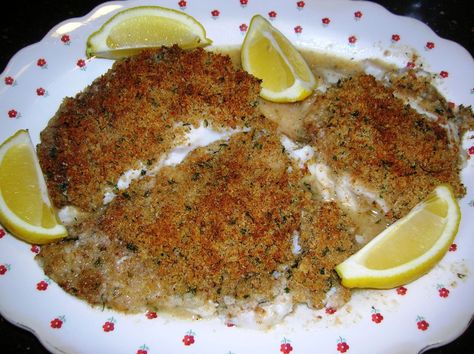 Flounder Oreganata Recipe, Oreganata Recipe, Fish Dinners, Dinner Board, 7 Fishes, Eating Fish, Cod Fish, Fish Dinner, Steamed Vegetables