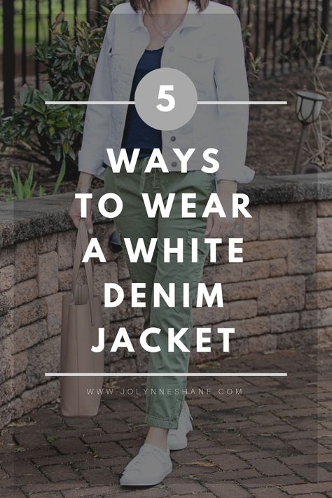 Jean Jacket Outfits Summer, White Jean Jacket Outfits, White Denim Jacket Outfit, White Jacket Outfit, How To Wear Cardigan, Fall Jackets Outfit, Denim Shorts Belt, Jolynne Shane, Jacket Outfit Women