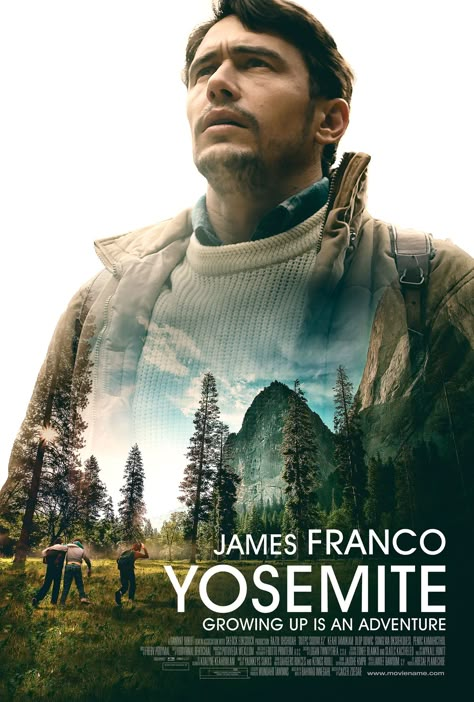 "Yosemite" movie poster, 2015. Movie Poster Photoshop, Double Exposition, Film Poster Design, 2015 Movies, Movie Posters Design, James Franco, Movie Poster Art, Good Movies To Watch, Creative Posters