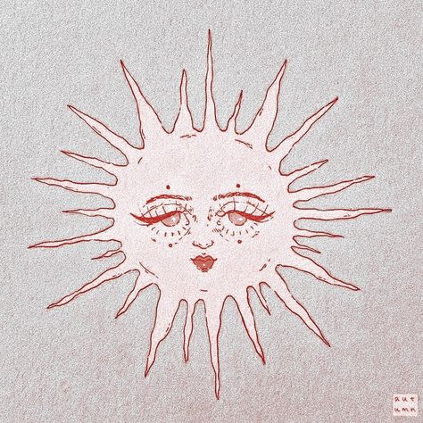 Hippy Sun Drawing, Sun With Face Art, Pretty Sun Drawing, Trippy Sun Tattoo, Trippy Sun Drawing, Sun With Face Drawing, Sun Drawing Aesthetic, Sun Pfp, Sun Doodle