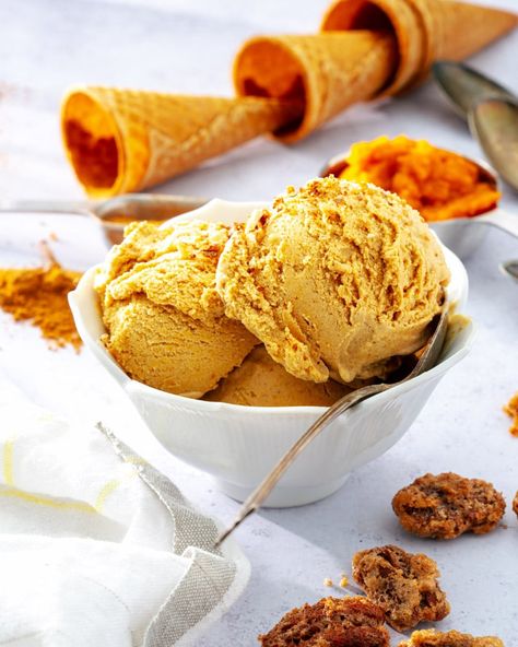 Pumpkin Ice Cream Recipe, Canned Pumpkin Recipes, Pumpkin Pie Ice Cream, A Couple Cooks, Pumpkin Bread Pudding, Pumpkin Bread Easy, Pumpkin Ice Cream, Couple Cooking, Chocolate Chip Ice Cream