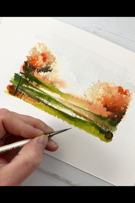 watercolor landscapes, landscapes, How to draw a landscapes Water Painting Beginners, Watercolor Paint Landscape, Spontaneous Watercolor Landscapes, How To Paint Watercolour Landscapes, Sketches To Watercolor, How To Watercolor Videos, Water Colours Painting Easy, Simple Watercolor Landscapes For Beginners, Sketching For Watercolor Painting