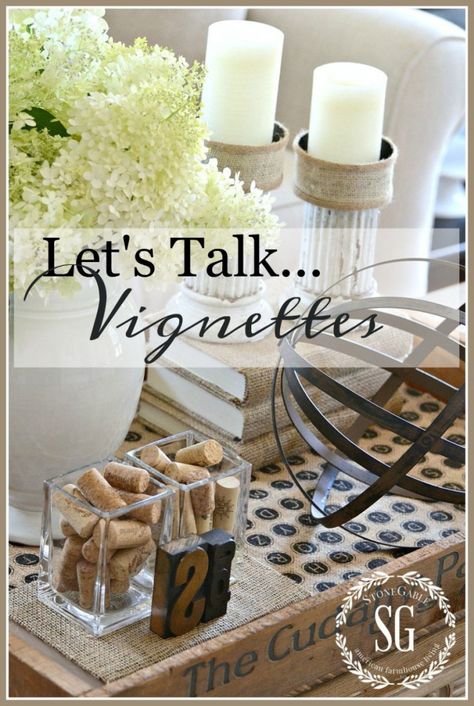 LET'S TALK VIGNETTES- an easy way to bring your personality and style to any room in your home Coffee Table Vignettes, Vignette Styling, Vintage Vignettes, Decorating 101, Spring Coffee, Vintage Display, Easy Home Decor, Decorating Coffee Tables, Let's Talk