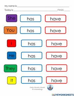 Has and have Language: English Grade/level: initial School subject: English as a Second Language (ESL) Main content: Have or has Other contents: personal pronouns Have Or Has Worksheet, Have Has Worksheets For Kids, Has And Have Worksheets, Have Has Worksheets, Verb To Have Worksheet, Has Have Worksheets, Worksheet For 2nd Grade, Verb To Have, Montessori Activity