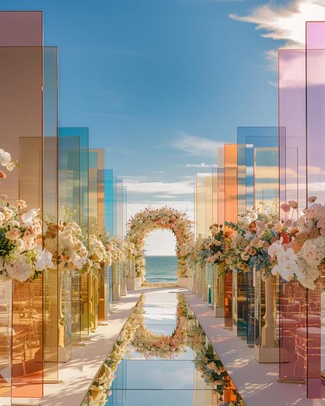 What do you think of our new concept? 3D architecture and concept by @amoretti_weddingplanneritaly Wedding Tunnel Entrance, Varmala Stage, Bridal Backdrop, Wedding Ceremony Setup, Luxe Wedding Decor, Bridal Backdrops, Event Entrance, Arabic Wedding, Wedding Flower Design