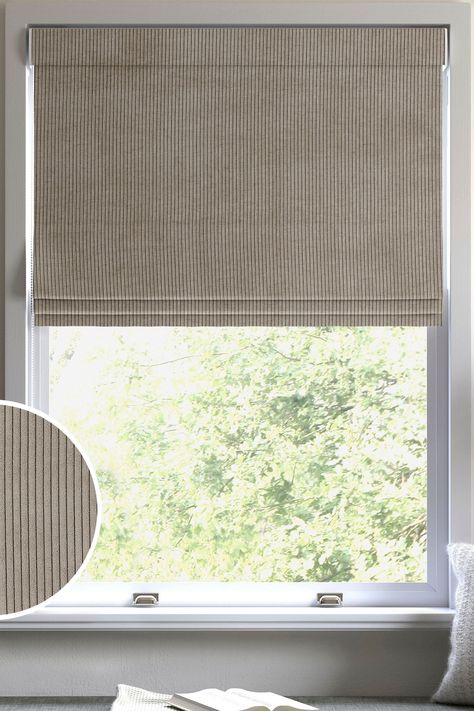 A corduroy effect makes Jangga an easy choice for a roman blind. This natural fabric has a retro look but with a modern twist. Perfect for a living room, bedroom or dining room. Dry clean only. 100% Polyester. Neutral Roman Blinds, Beige Roman Blinds, Large Roman Blinds, Modern Roman Blinds, Modern Window Blind, Natural Roman Blinds, Roman Blinds Bedroom, Roman Blinds Living Room, Natural Blinds