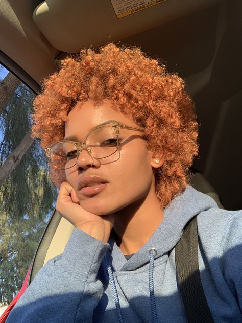 Short Ginger Natural Hair, Big Chop Ginger Hair, Short 4c Colored Hair, Short Curly Hair Color Ideas Black Women, Short Curly Colored Hair Black Women, Short Dyed Natural Hair, Short 4c Hair Color Ideas, Short Afro Dyed Hair, Short Curly Ginger Hair Black Women