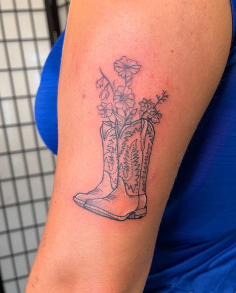 Thank you @zoe.wxtson for coming in and trusting me! • • • • • • • • • • #tattooartistic #boots👢 #bootstattoo #cowboytattoo #floraltattoos #floraltattoodesign #floralartwork #tattooflower #tattooflowers Cowboy Boot With Cactus Tattoo, Boot And Flower Tattoo, Cowboy Boot Tattoo With Flowers, Western Sticker Sleeve Tattoo, Cowboy Hat And Boots Tattoo, Cowboy Boots Tattoo For Women, Cowgirl Boots Tattoo, Cowboy Boots Tattoo, Mummy Tattoo